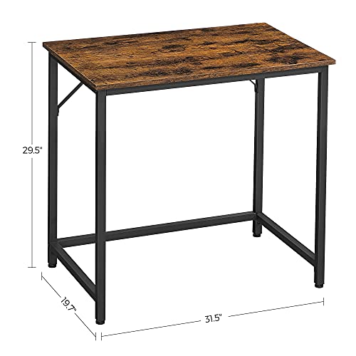 VASAGLE 31.5-Inch Computer Writing Desk, Home Office Small Study Workstation, Industrial Style PC Laptop Table, Steel Frame, Rustic Brown + Black