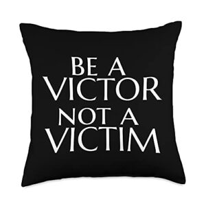 motivational design co. be a victor not a victim motivational message throw pillow, 18x18, multicolor