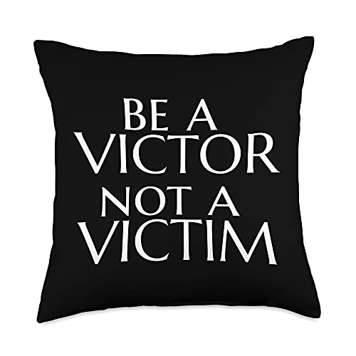 MOTIVATIONAL DESIGN CO. BE A Victor NOT A Victim Motivational Message Throw Pillow, 18x18, Multicolor