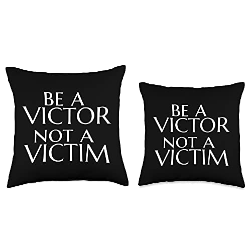 MOTIVATIONAL DESIGN CO. BE A Victor NOT A Victim Motivational Message Throw Pillow, 18x18, Multicolor