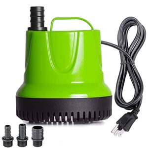 allylang 330gph 25w aquarium submersible water pump, apply to fish tank / pond fountain / statuary / hydroponics with 3 nozzles 5.9ft power cord (330gph)