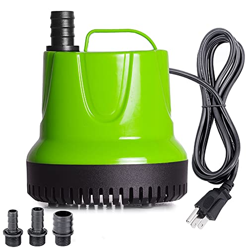 ALLYLANG 330GPH 25W Aquarium Submersible Water Pump, Apply to Fish Tank / Pond Fountain / Statuary / Hydroponics with 3 Nozzles 5.9ft Power Cord (330GPH)