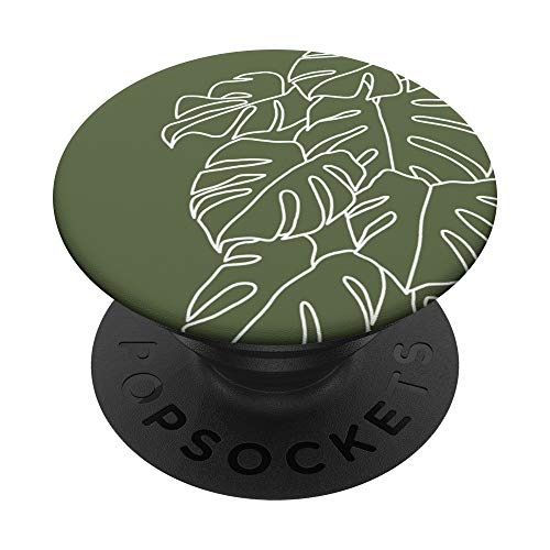 Monstera Leaf Botanical Tropical Plant Olive Khaki Green PopSockets PopGrip: Swappable Grip for Phones & Tablets