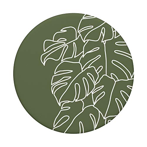 Monstera Leaf Botanical Tropical Plant Olive Khaki Green PopSockets PopGrip: Swappable Grip for Phones & Tablets