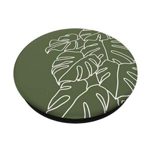 Monstera Leaf Botanical Tropical Plant Olive Khaki Green PopSockets PopGrip: Swappable Grip for Phones & Tablets