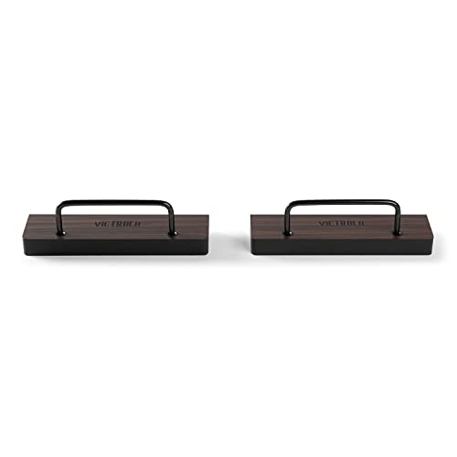 Victrola 'The Shelves' - Vinyl Records and Album Art Holder (Set of 2), Espresso Wood Finish with Smart Black Metal Accents, Elegant and Stylist Looks, Wall Mountable, Single Shelf Holds 1 Record Art