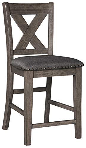 Signature Design by Ashley Caitbrook Counter Height Dining Room Table, Gray & Design by Ashley Caitbrook Upholstered Barstool, 2 Count