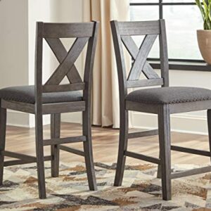 Signature Design by Ashley Caitbrook Counter Height Dining Room Table, Gray & Design by Ashley Caitbrook Upholstered Barstool, 2 Count