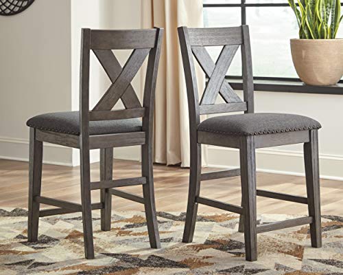 Signature Design by Ashley Caitbrook Counter Height Dining Room Table, Gray & Design by Ashley Caitbrook Upholstered Barstool, 2 Count