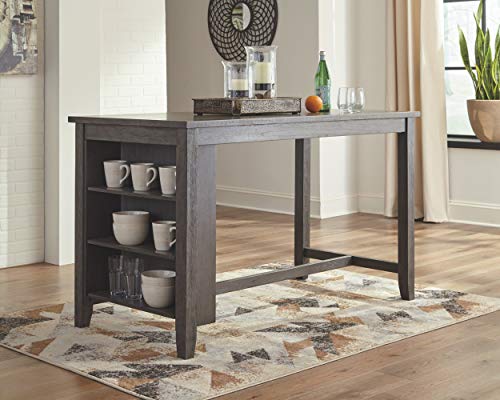 Signature Design by Ashley Caitbrook Counter Height Dining Room Table, Gray & Design by Ashley Caitbrook Upholstered Barstool, 2 Count