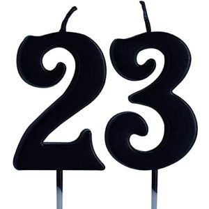 black 23rd birthday candle, number 23 years old candles cake topper, boy or girl party decorations, supplies