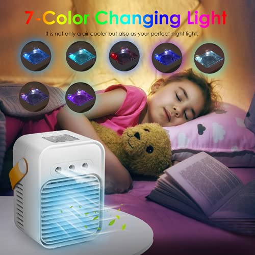 Portable Air Conditioner, Personal Air Cooler, USB Air Conditioner Fan with 3-Speed, Quiet Air Cooler Misting Fan with Handle for Home Room Office