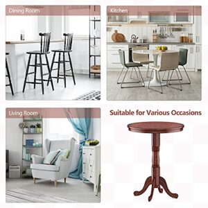 Giantex 3 Pcs Pub Table Set, Wooden Pub Pedestal Side Table w/Stable Base, 360 Degrees Swivel Bar Stool, Modern Round Bar Table and Stools for Living Room Small Space Restaurant Dining Room