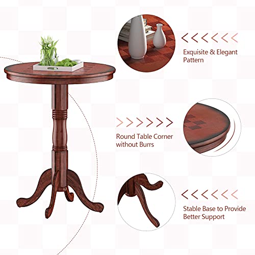 Giantex 3 Pcs Pub Table Set, Wooden Pub Pedestal Side Table w/Stable Base, 360 Degrees Swivel Bar Stool, Modern Round Bar Table and Stools for Living Room Small Space Restaurant Dining Room