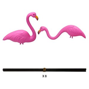 JOYIN Set of 2 Small Pink Flamingo Yard Ornament Stakes Mini Lawn Plastic Flamingo Statue with Metal Legs for Sidewalks, Outdoor Garden Decoration, Luau Party, Beach, Tropical Party Decor, 2 Styles