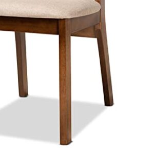 Baxton Studio Damara Mid-Century Modern Sand Fabric Upholstered and Walnut Brown Finished Wood 5-Piece Dining Set