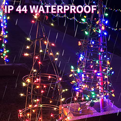 Dazzle Bright 24.5 FT Christmas C9 String Lights, 50 LED 120V Extendable Green Wire Fairy Lights Outdoor with UL Certified for Patio Xmas Tree Wedding Yard Home Party House Decorations (Multi-colored)