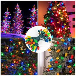 Dazzle Bright 24.5 FT Christmas C9 String Lights, 50 LED 120V Extendable Green Wire Fairy Lights Outdoor with UL Certified for Patio Xmas Tree Wedding Yard Home Party House Decorations (Multi-colored)