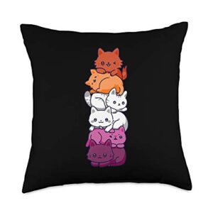 pure pride lgbtq merch store lesbian pride cat lgbt gay flag cute hers and hers gifts throw pillow, 18x18, multicolor