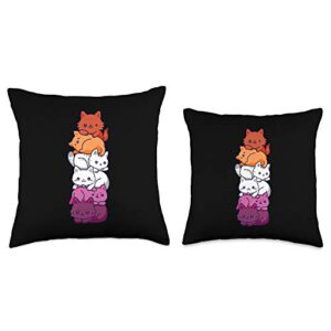 Pure Pride LGBTQ Merch Store Lesbian Pride Cat LGBT Gay Flag Cute Hers and Hers Gifts Throw Pillow, 18x18, Multicolor