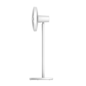 xiaomi mi smart standing fan 2, dual blades, natural breeze, voice control, dc motor, 140° ventilation, 100 levels, silent all night, works with google, alexa, white