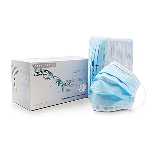 SkyPro Medical Grade Procedure Masks Adult 4-Ply Disposable Blue Face Masks Filter Efficiency Greater than 99%