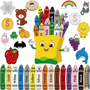 31 pieces colorful crayons bulletin board set color poster crayons colors fruit animal cutout resources colors cutout with glue point dot for educational preschool learning