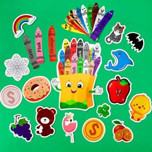 31 Pieces Colorful Crayons Bulletin Board Set Color Poster Crayons Colors Fruit Animal Cutout Resources Colors Cutout with Glue Point Dot for Educational Preschool Learning