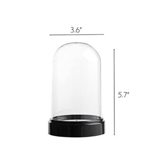(12 Pack) Plastic Dome Display Case Bell Jar Cloche Bell Jar With Base, For Collectibles Enchanted Rose Small Beer Glasses Centerpieces Plants Rocks Specimens Snow Globes Crafts, Plastic 5.7x 3.6 In