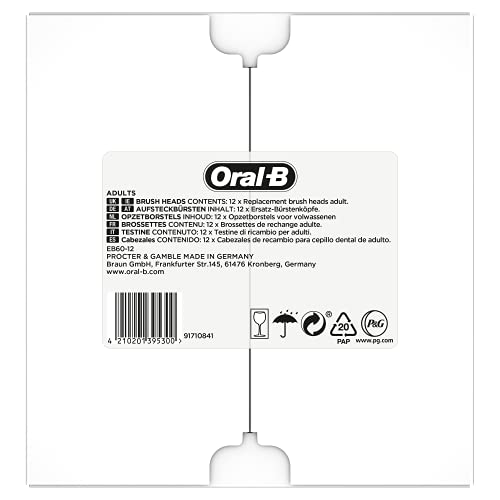 Oral-B Sensitive Clean Electric Toothbrush Head with Clean & Care Technology, Extra Soft Bristles for Gentle Plaque Removal, Pack of 12, Suitable for Mailbox, White