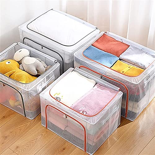 ZyHMW Large Foldable Clothing Storage Bags 2PCS, 66L Clothes Storage Bins, Thick Fabric Closet Organizers and Storage (Color : GauzeD) (Color : Waterproof a)