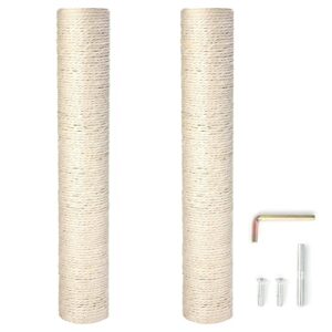 powerking natural sisal replacement scratching post, 15.7'' 2 pieces m8 cat scratch post refill pole parts for refurbishment, include screws (white)