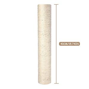 PowerKing Natural Sisal Replacement Scratching Post, 15.7'' 2 Pieces M8 Cat Scratch Post Refill Pole Parts for Refurbishment, Include Screws (White)