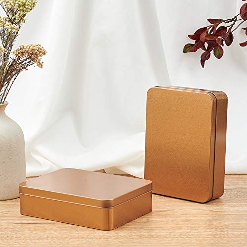 OLYCRAFT 5pcs Rectangular Tin Box Matte Gold Metal Tin Box with Lids Tinplate Boxes Mini Portable Box Containers for Beads Jewelry Storage Valentine's Day Easter Decoration 6.0x4.4x1.6 Inch