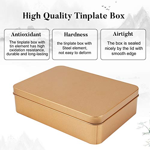 OLYCRAFT 5pcs Rectangular Tin Box Matte Gold Metal Tin Box with Lids Tinplate Boxes Mini Portable Box Containers for Beads Jewelry Storage Valentine's Day Easter Decoration 6.0x4.4x1.6 Inch