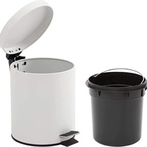 Addison Home 1.3 Gallon / 5 Liter, Steel Step Trash Can with Removable Inner Bucket, Matte White