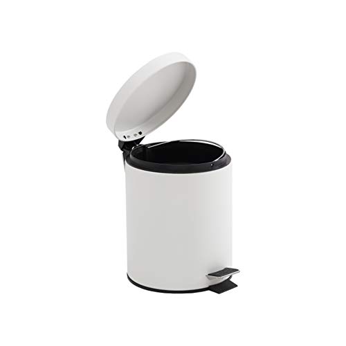 Addison Home 1.3 Gallon / 5 Liter, Steel Step Trash Can with Removable Inner Bucket, Matte White