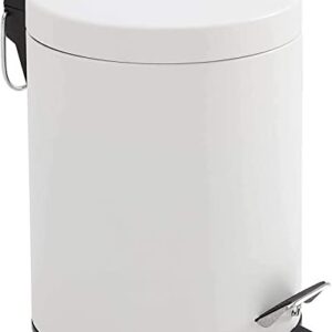 Addison Home 1.3 Gallon / 5 Liter, Steel Step Trash Can with Removable Inner Bucket, Matte White