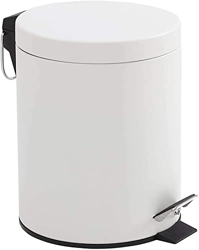 Addison Home 1.3 Gallon / 5 Liter, Steel Step Trash Can with Removable Inner Bucket, Matte White