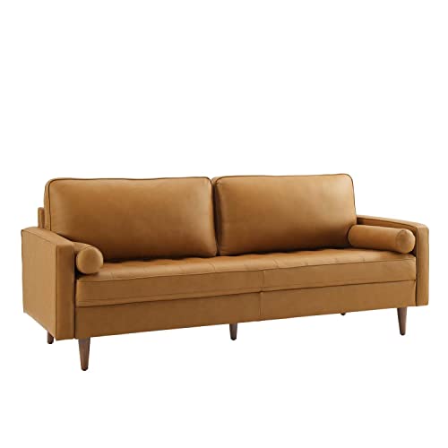 Modway Valour Leather Tufted Sofa, 81", Tan