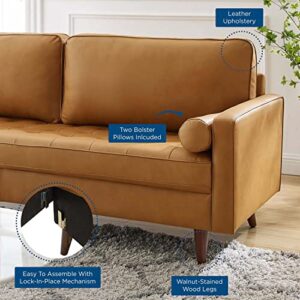 Modway Valour Leather Tufted Sofa, 81", Tan