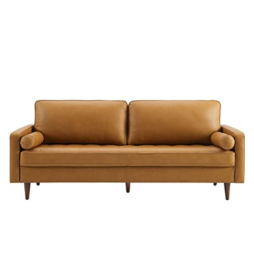 Modway Valour Leather Tufted Sofa, 81", Tan