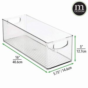 mDesign Kitchen Plastic Storage Organizer Combo Set of 2 Bins - For Kitchen, Pantry, Cabinet, Fridge/Freezer for Organizing Snacks, Produce, Vegetables, Pasta Food, 2 Piece Set - Clear