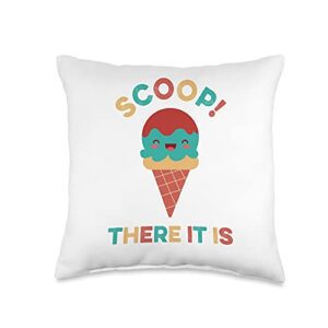 scoop there it is kawaii ice cream cone hip hop scoop there it is tag team funny ice cream pun sweet tooth throw pillow, 16x16, multicolor