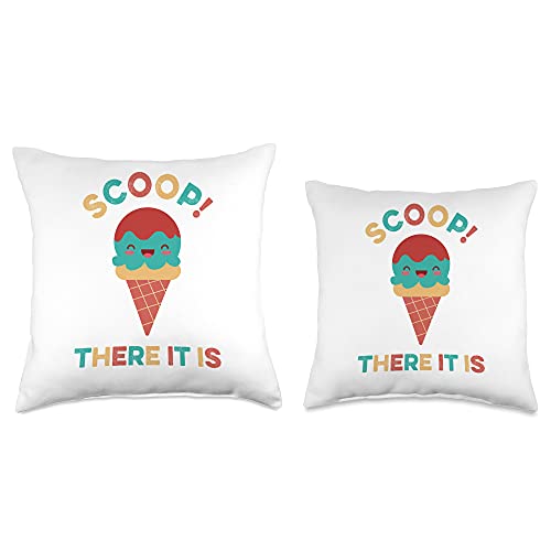 Scoop There It Is Kawaii Ice Cream Cone Hip Hop Scoop There It is Tag Team Funny Ice Cream Pun Sweet Tooth Throw Pillow, 16x16, Multicolor