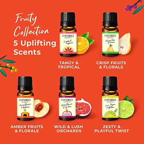 Panaro Fruity Premium Fragrance Oils (Set of 5x10ml) - Get Well Soon Gifts- Sweet, Joyful & Fragrant