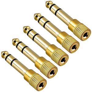 jacobsparts 3.5mm 1/8" female to 6.35mm 1/4" male trs stereo audio headphone adapter converter (5-pack)