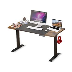 mpetapt electric standing desk 63 x 24 inch adjustable height electric computer stand up desk, full sit stand for home and office table (63’‘, rustic brown+black)