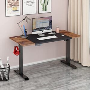 MPETAPT Electric Standing Desk 63 x 24 inch Adjustable Height Electric Computer Stand Up Desk, Full Sit Stand for Home and Office Table (63’‘, Rustic Brown+Black)