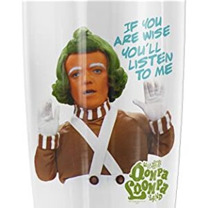 Willy Wonka Oompa Loompa Listen Stainless Steel Tumbler 20 oz Coffee Travel Mug/Cup, Vacuum Insulated & Double Wall with Leakproof Sliding Lid | Great for Hot Drinks and Cold Beverages